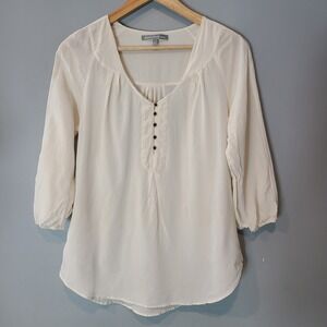 Poet Blouse Womens Sz M Dainty Regency Cottage 100% Silk Parisian Renaissance